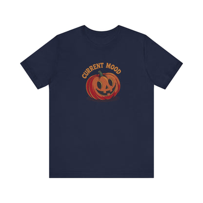 Current Mood (Cute Pumpkin) — Retro Halloween Tee (Dark)