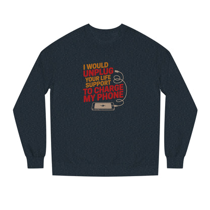 Your Life Support < Charging My Phone — Retro Sweatshirt (Dark)