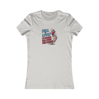 Fall in Love? I'd Rather Fall Down the Stairs — Retro Women's Tee (Light)