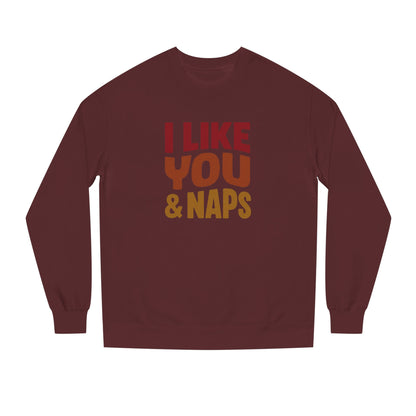 I Like You & Naps (Warm Gradient) — Retro Loungewear Sweatshirt (Dark)