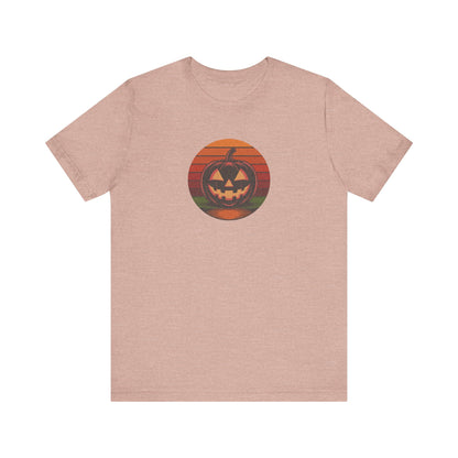 Retro Jack: Bold Grin — Halloween Sunset Tee (Light)