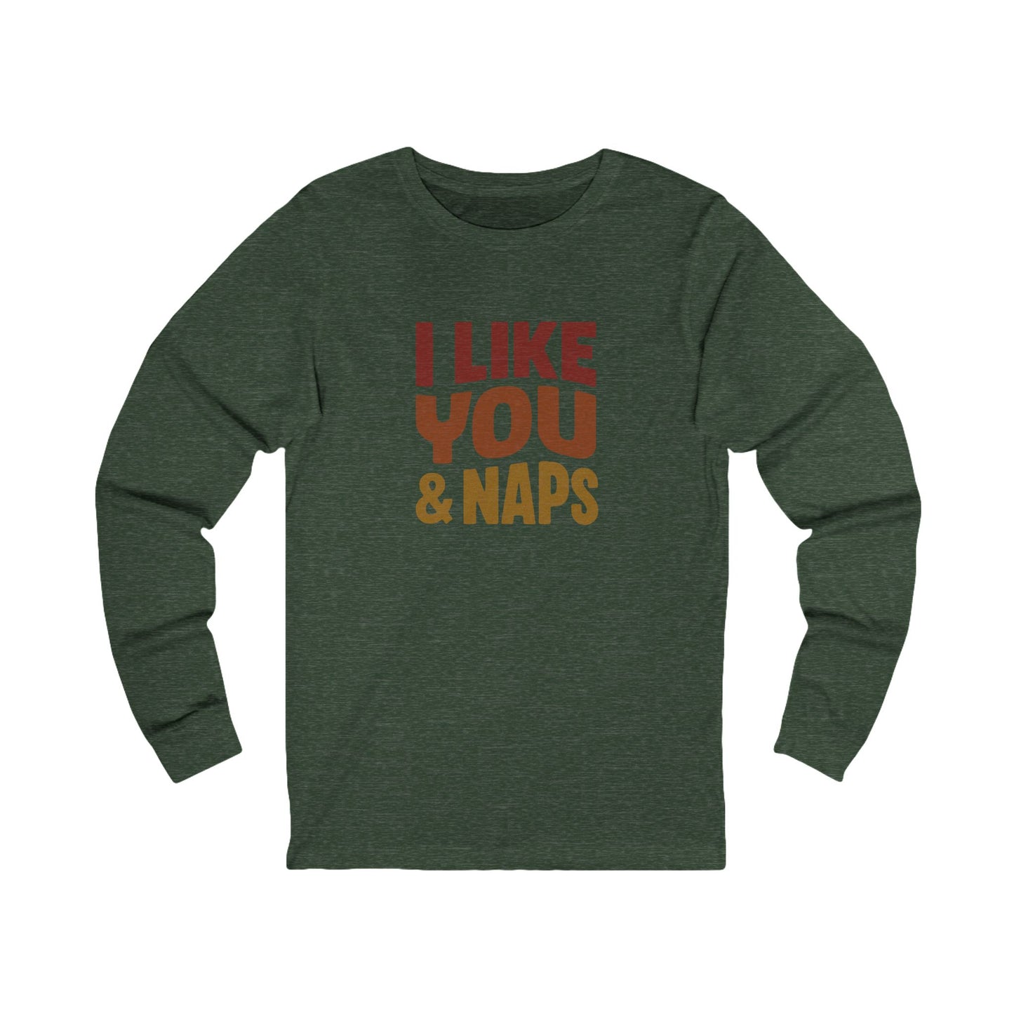 I Like You & Naps (Warm Gradient) — Retro Loungewear Long Sleeve (Dark)