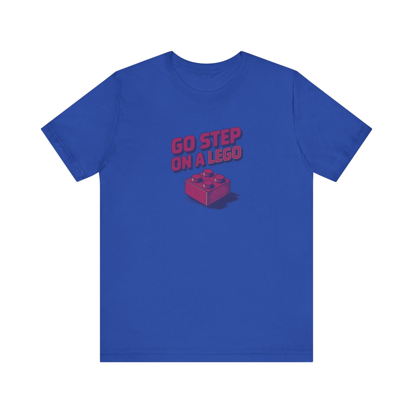 Go Step on a LEGO — Red Plastic Brick Retro Tee (Dark)