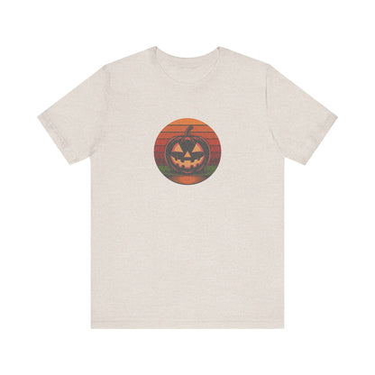 Retro Jack: Bold Grin — Halloween Sunset Tee (Light)