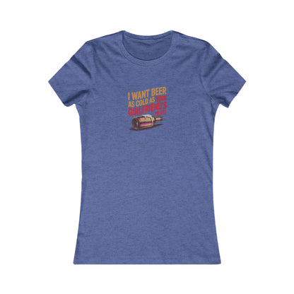 I Want Beer As Cold As Your Girlfriend’s Heart — Retro Women's Tee (Dark)