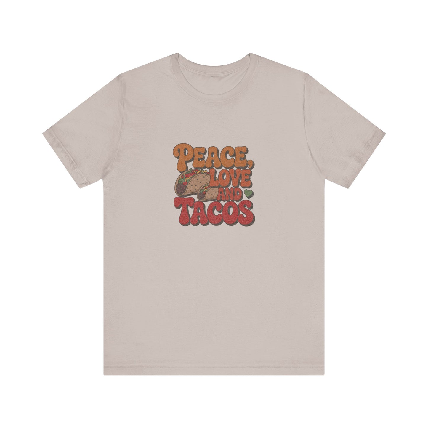 Peace, Love, and Tacos — Retro Foodie Tee (Light)