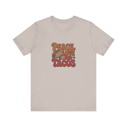 Peace, Love, and Tacos — Retro Foodie Tee (Light)