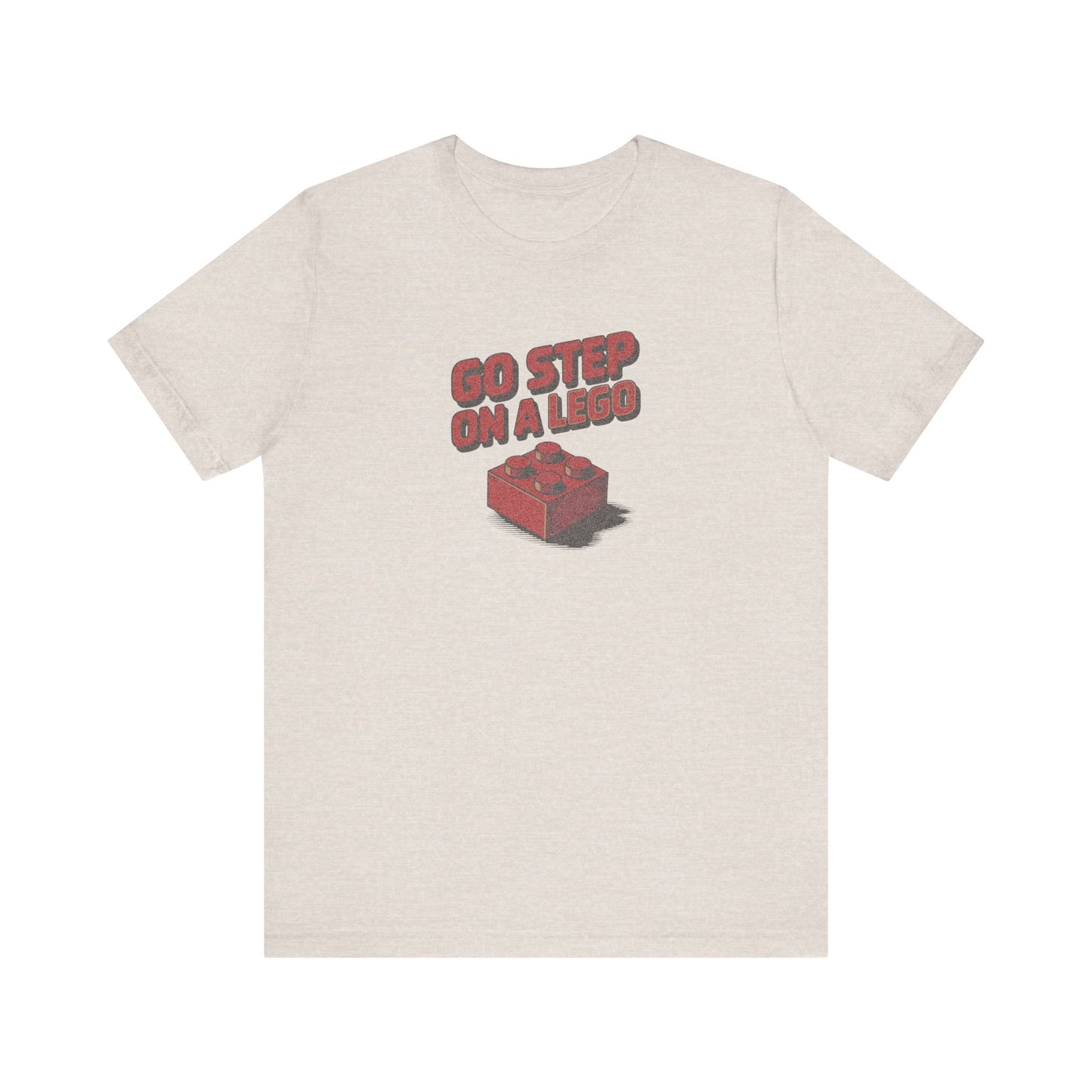 Go Step on a LEGO — Red Plastic Brick Retro Tee (Light)