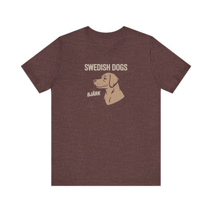 His Bjärk Is Worse Than His Bite – Minimalist Dog Pun Retro Tee (Dark)