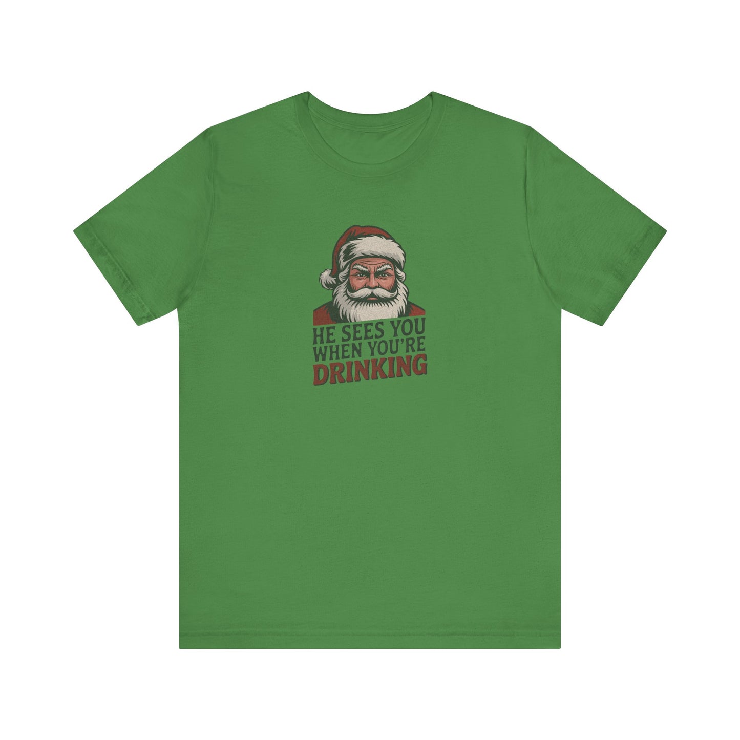 He Sees You When You're Drinking — Judgmental Santa Retro Tee (Light)
