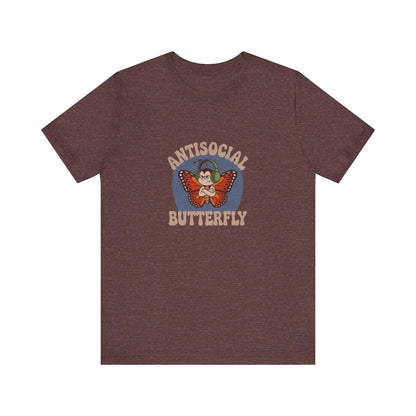 Antisocial Butterfly (Male) — Retro Workout Tee (Dark)