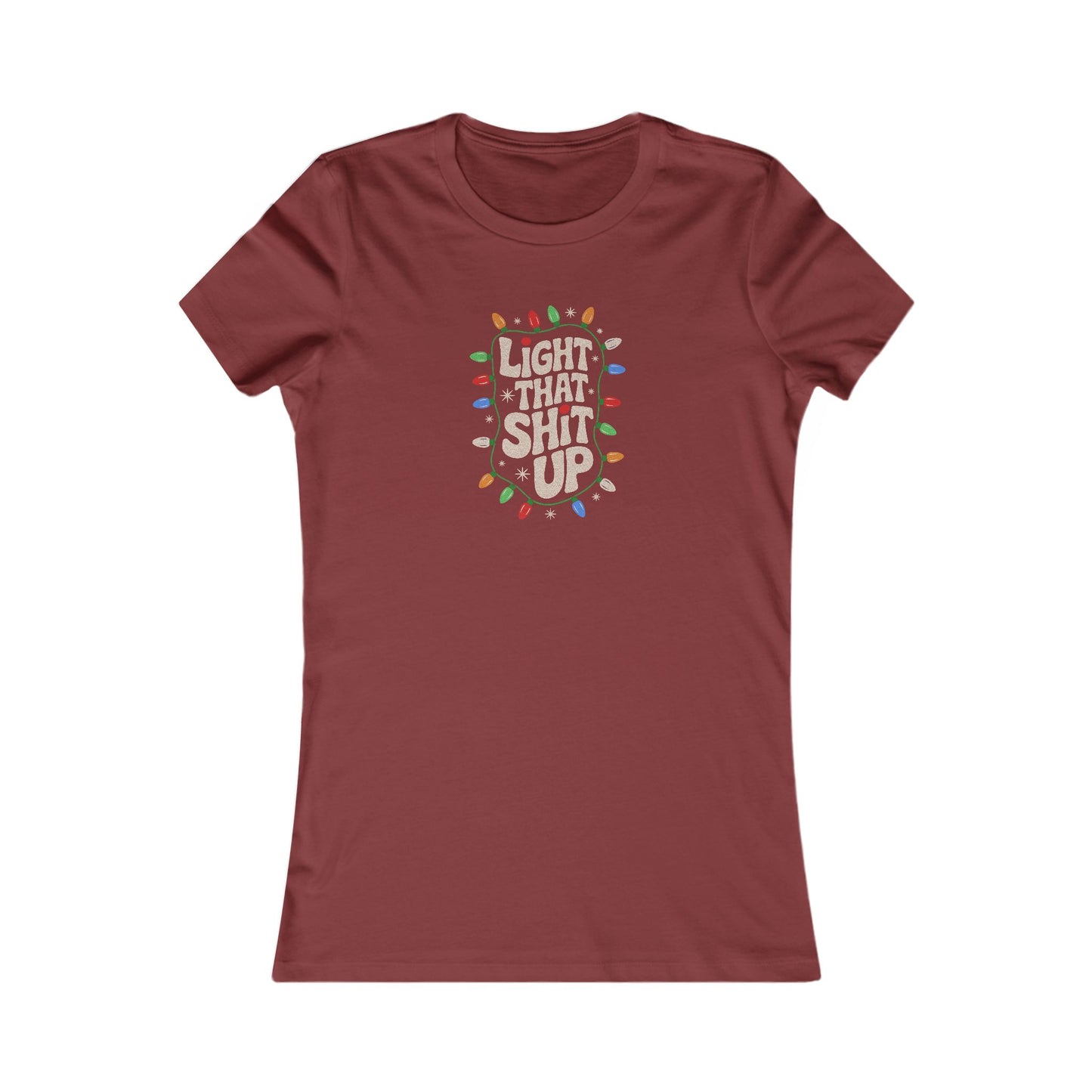 Light That Sh!t Up — Retro Christmas Lights Women's Tee (Dark)