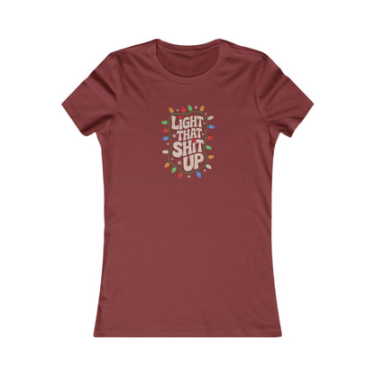 Light That Sh!t Up — Retro Christmas Lights Women's Tee (Dark)