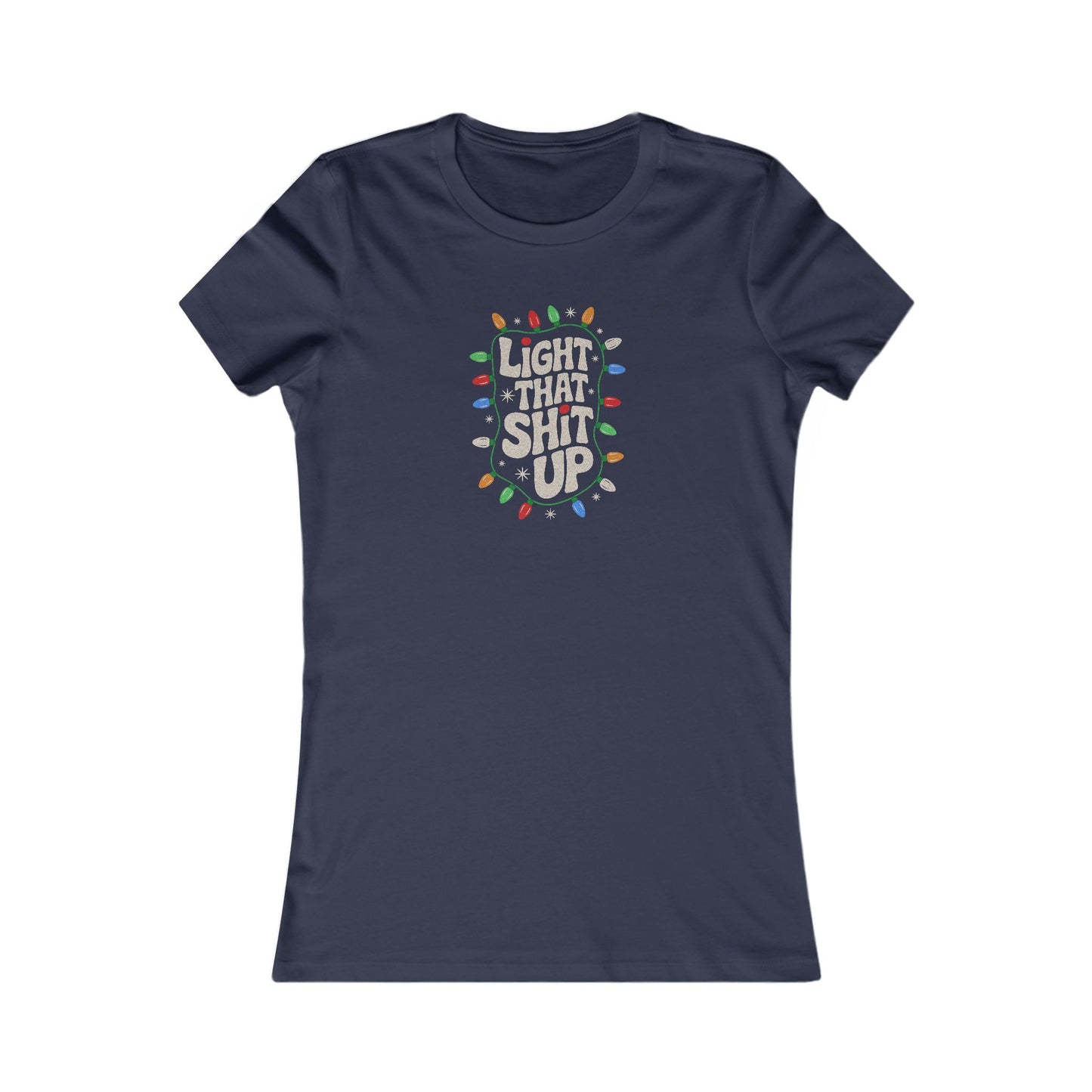 Light That Sh!t Up — Retro Christmas Lights Women's Tee (Dark)