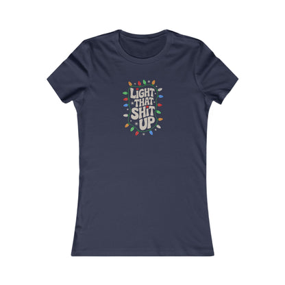 Light That Sh!t Up — Retro Christmas Lights Women's Tee (Dark)