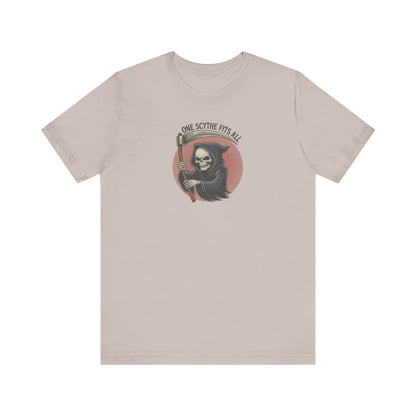 One Scythe Fits All — Grim Reaper Retro Tee (Light)