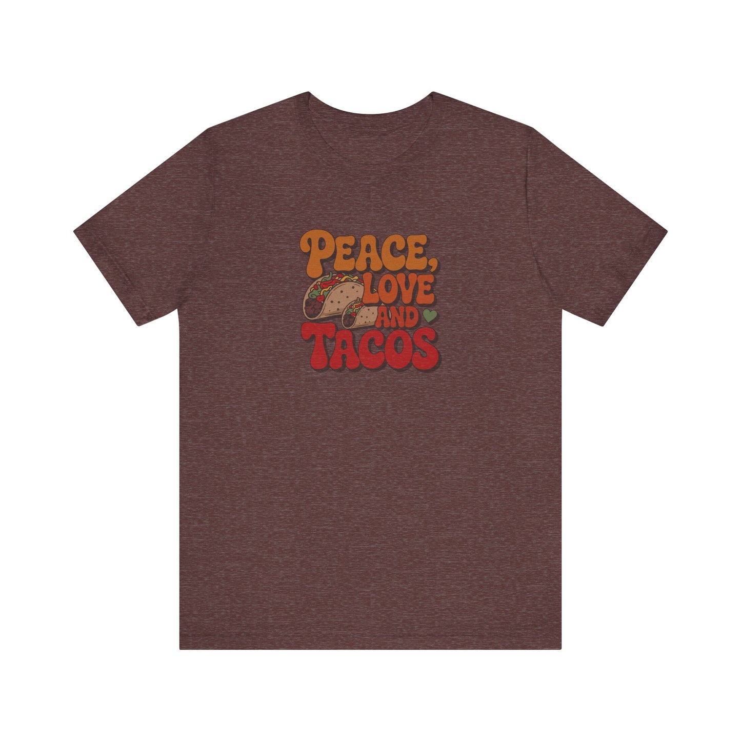 Peace, Love, and Tacos — Retro Foodie Tee (Dark)