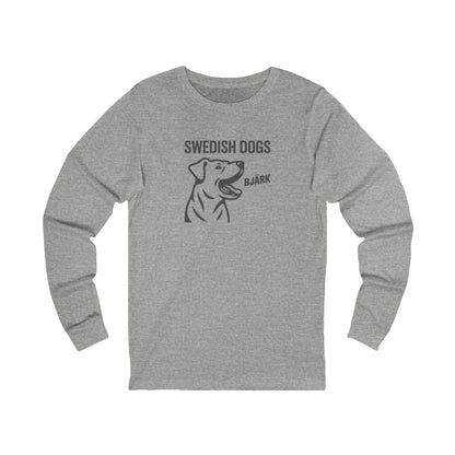 His Bjärk Is Worse Than His Bite – Minimalist Dog Pun Retro Long Sleeve (Light)
