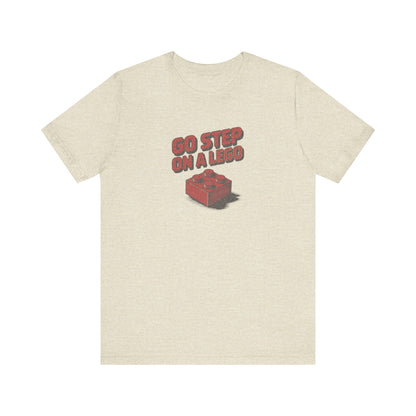 Go Step on a LEGO — Red Plastic Brick Retro Tee (Light)