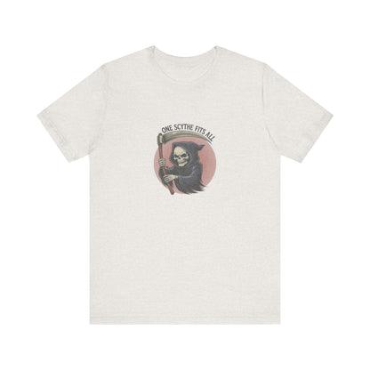 One Scythe Fits All — Grim Reaper Retro Tee (Light)