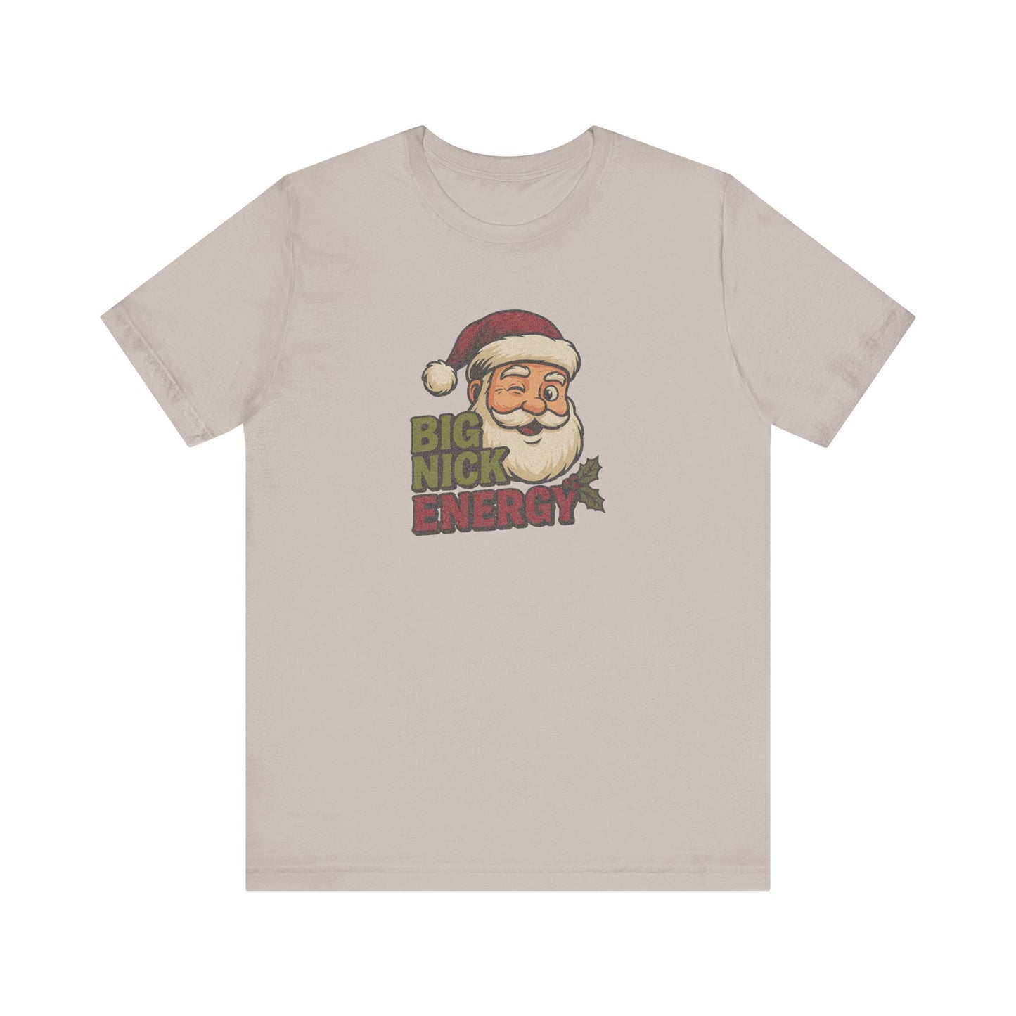 Big Nick Energy — Retro Santa Christmas Tee (Light)