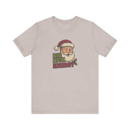 Big Nick Energy — Retro Santa Christmas Tee (Light)