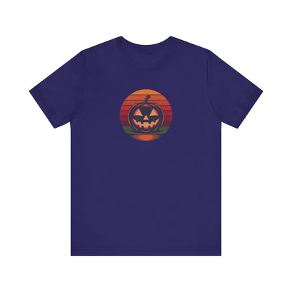 Retro Jack: Bold Grin — Halloween Sunset Tee (Dark)
