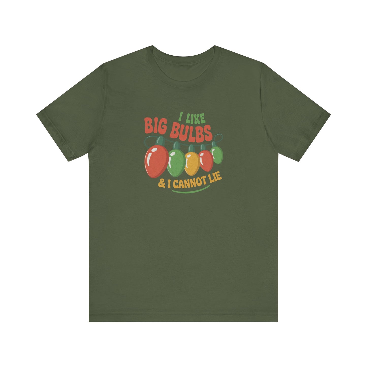 I Like Big Bulbs and I Cannot Lie — Christmas Lights Retro Tee (Dark)