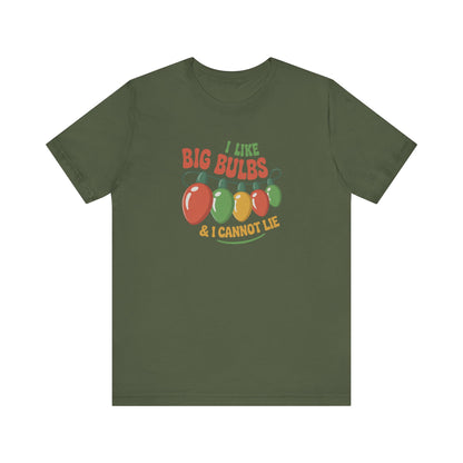 I Like Big Bulbs and I Cannot Lie — Christmas Lights Retro Tee (Dark)