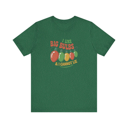 I Like Big Bulbs and I Cannot Lie — Christmas Lights Retro Tee (Dark)