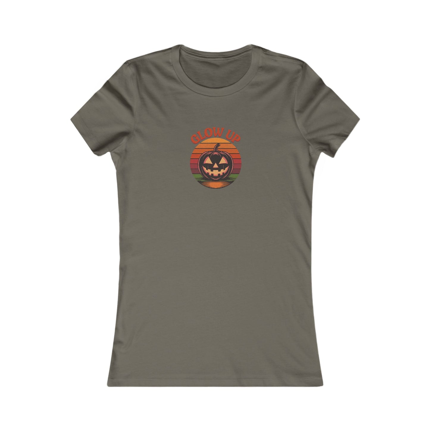 Halloween Glow Up Pumpkin — Retro Autumn Sunset Women's Tee (Dark)