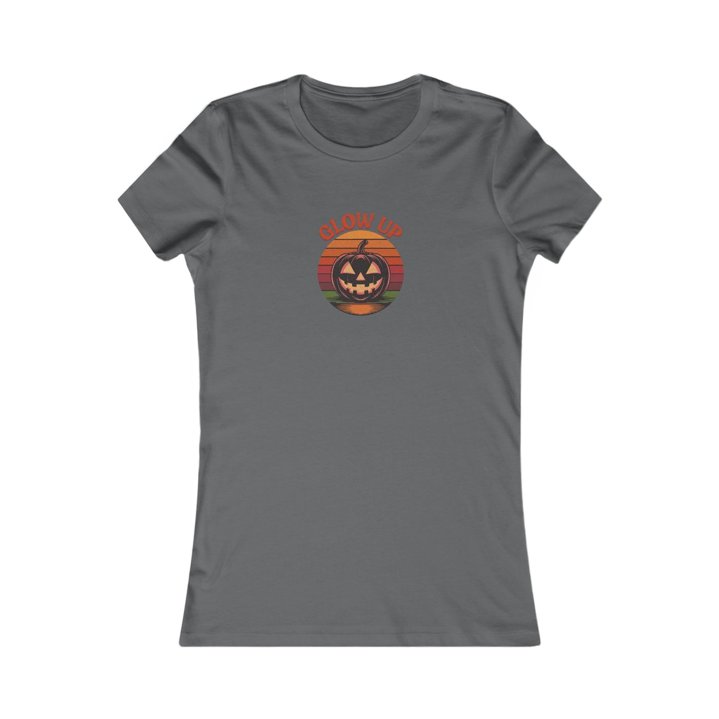 Halloween Glow Up Pumpkin — Retro Autumn Sunset Women's Tee (Dark)
