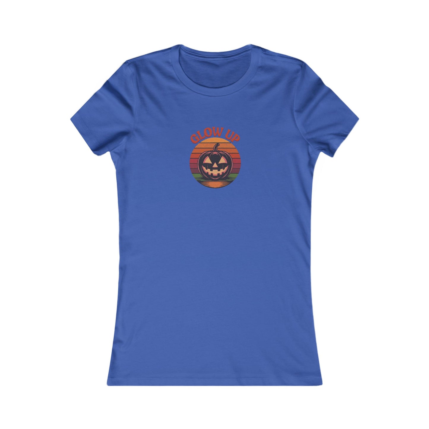Halloween Glow Up Pumpkin — Retro Autumn Sunset Women's Tee (Dark)