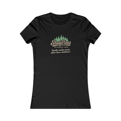 Shady Pines (Death Visits More Often Than Children) — Retro Women's Tee (Dark)