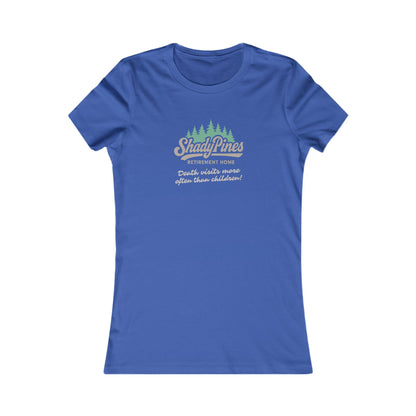 Shady Pines (Death Visits More Often Than Children) — Retro Women's Tee (Dark)