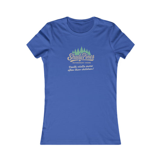 Shady Pines (Death Visits More Often Than Children) — Retro Women's Tee (Dark)