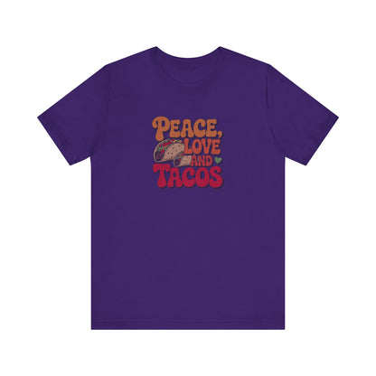 Peace, Love, and Tacos — Retro Foodie Tee (Dark)