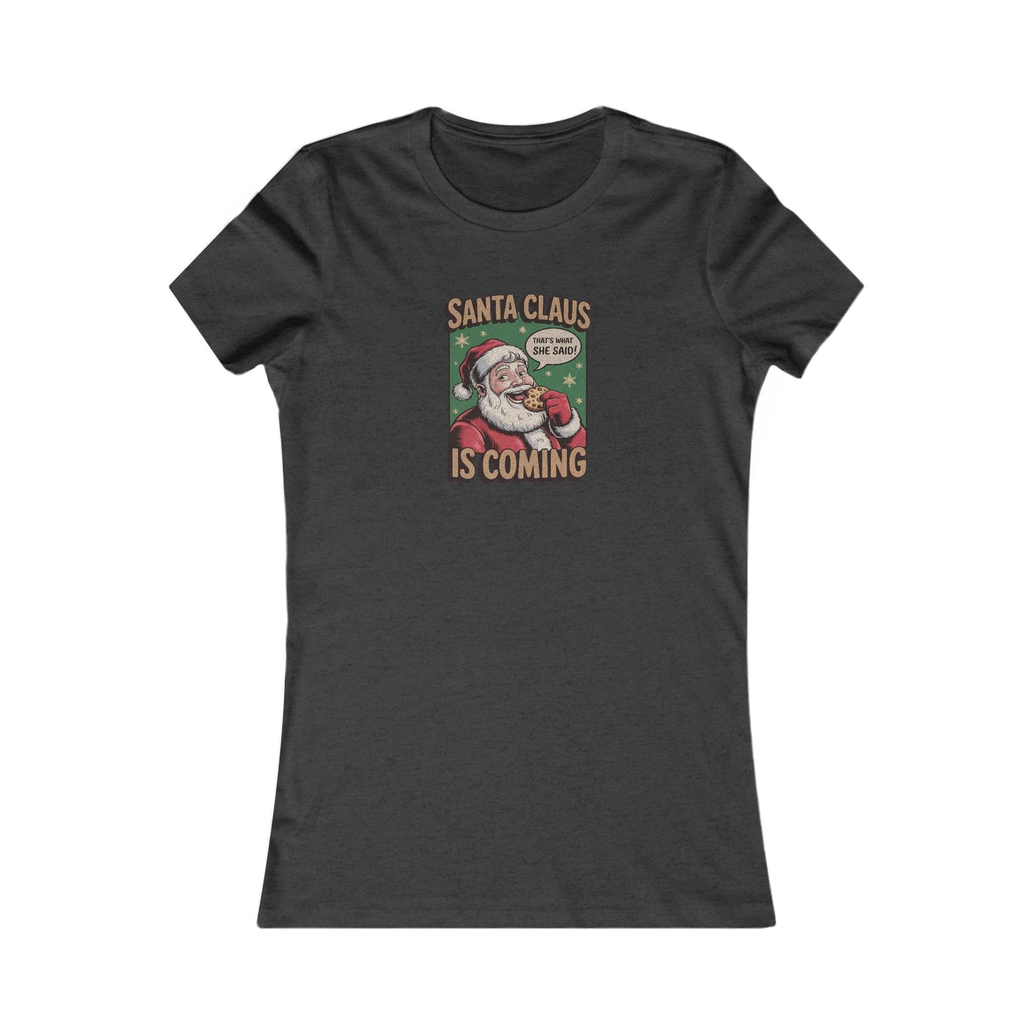 Santa Claus is Coming — Vintage Christmas Women's Tee (Dark)