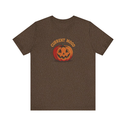 Current Mood (Classic Pumpkin) — Retro Halloween Tee (Dark)
