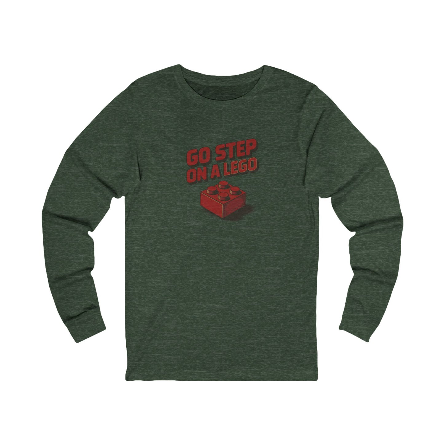Go Step on a LEGO — Red Plastic Brick Retro Long Sleeve (Dark)