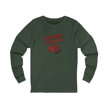 Go Step on a LEGO — Red Plastic Brick Retro Long Sleeve (Dark)