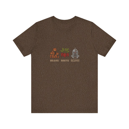 Bears, Beets, Battlestar (Captions) — Retro Tee (Dark)