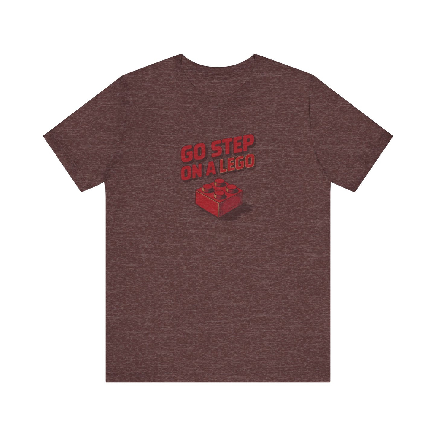 Go Step on a LEGO — Red Plastic Brick Retro Tee (Dark)