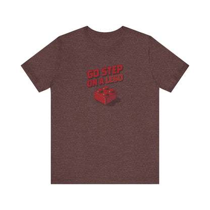 Go Step on a LEGO — Red Plastic Brick Retro Tee (Dark)