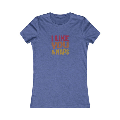 I Like You & Naps (Warm Gradient) — Retro Loungewear Women's Tee (Dark)