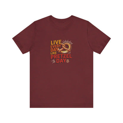 Live Every Day Like Pretzel Day — Stanley Hudson Retro Tee (Dark)