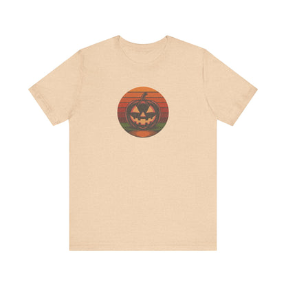 Retro Jack: Bold Grin — Halloween Sunset Tee (Light)