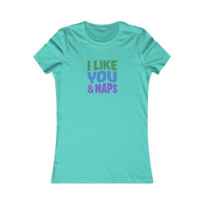 I Like You & Naps (Cool Gradient) — Retro Loungewear Women's Tee (Dark)