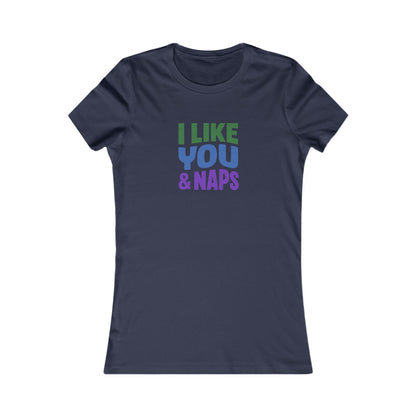 I Like You & Naps (Cool Gradient) — Retro Loungewear Women's Tee (Dark)