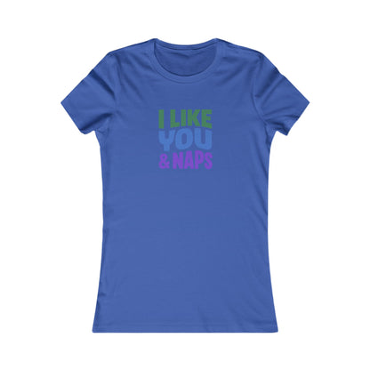 I Like You & Naps (Cool Gradient) — Retro Loungewear Women's Tee (Dark)